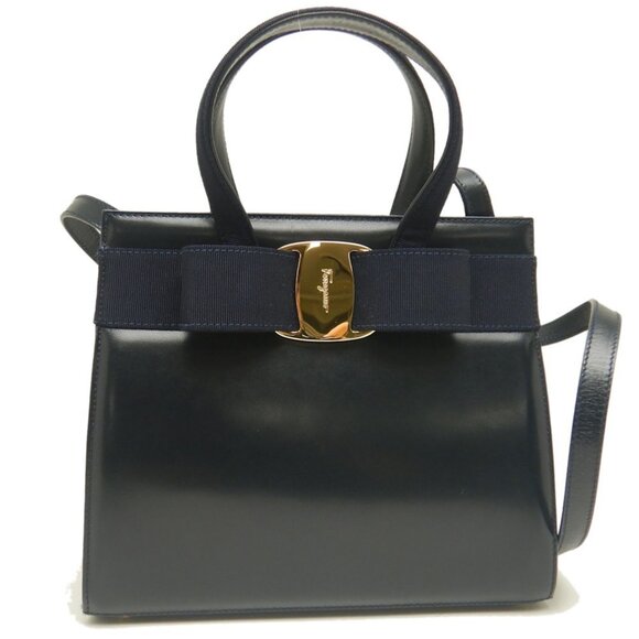 SALVATORE FERRAGAMO Navy Leather Bag - Picture 10 of 10